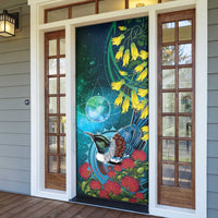 New Zealand Tui Bird Door Cover Maori Koru With Pohutukawa Galaxy Style LT05 - Polynesian Pride