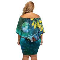 New Zealand Tui Bird Family Matching Off Shoulder Short Dress and Hawaiian Shirt Maori Koru With Pohutukawa Galaxy Style LT05 - Polynesian Pride
