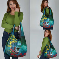 New Zealand Tui Bird Grocery Bag Maori Koru With Pohutukawa Galaxy Style LT05 - Polynesian Pride