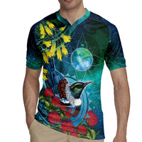 New Zealand Tui Bird Rugby Jersey Maori Koru With Pohutukawa Galaxy Style LT05 - Polynesian Pride