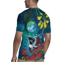 New Zealand Tui Bird Rugby Jersey Maori Koru With Pohutukawa Galaxy Style LT05 - Polynesian Pride
