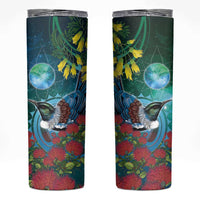 New Zealand Tui Bird Skinny Tumbler Maori Koru With Pohutukawa Galaxy Style LT05 Blue - Polynesian Pride