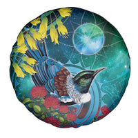 New Zealand Tui Bird Spare Tire Cover Maori Koru With Pohutukawa Galaxy Style LT05 - Polynesian Pride