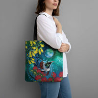 New Zealand Tui Bird Tote Bag Maori Koru With Pohutukawa Galaxy Style LT05 - Polynesian Pride