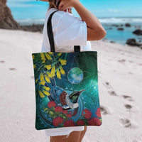New Zealand Tui Bird Tote Bag Maori Koru With Pohutukawa Galaxy Style LT05 - Polynesian Pride