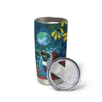 New Zealand Tui Bird Tumbler Cup Maori Koru With Pohutukawa Galaxy Style LT05 - Polynesian Pride