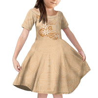 Personalised New Zealand Auckland Folk Festival Kid Short Sleeve Dress Vintage Style LT05 KID Brown - Polynesian Pride