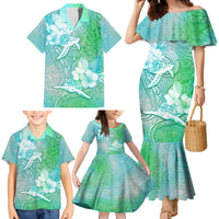 Couple Sea Turtle One Love One Heart Family Matching Mermaid Dress and Hawaiian Shirt LT05 - Polynesian Pride
