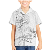 Polynesia Sea Turtle Couple Family Matching Mermaid Dress and Hawaiian Shirt Happy Valentine Day White LT05 Son's Shirt White - Polynesian Pride
