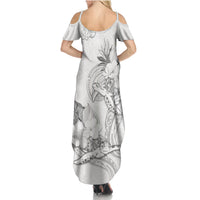 Polynesia Sea Turtle Couple Family Matching Summer Maxi Dress and Hawaiian Shirt Happy Valentine Day White LT05 - Polynesian Pride