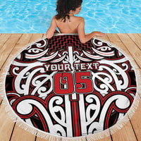 Custom Aotearoa Ngapuhi Beach Blanket Maori Tribal Pattern Mix Poutama