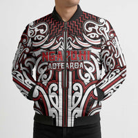 Custom Aotearoa Ngapuhi Bomber Puffer Jacket Maori Tribal Pattern Mix Poutama