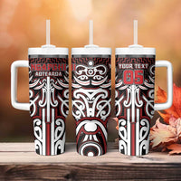 Custom Aotearoa Ngapuhi Tumbler With Handle Maori Tribal Pattern Mix Poutama
