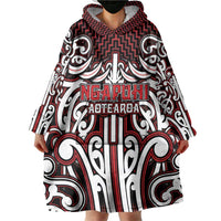 Custom Aotearoa Ngapuhi Wearable Blanket Hoodie Maori Tribal Pattern Mix Poutama