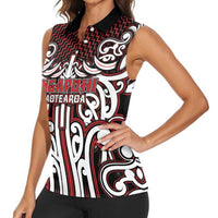 Custom Aotearoa Ngapuhi Women Sleeveless Polo Shirt Maori Tribal Pattern Mix Poutama LT05 - Polynesian Pride