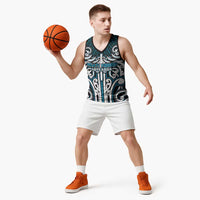 Custom Aotearoa Ngati Porou Basketball Jersey Maori Tribal Pattern Mix Poutama
