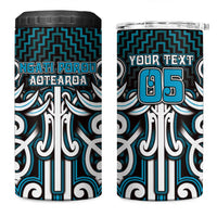 Custom Aotearoa Ngati Porou 4 in 1 Can Cooler Tumbler Maori Tribal Pattern Mix Poutama LT05 One Size: 16 oz Blue - Polynesian Pride