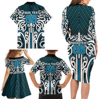 Custom Aotearoa Ngati Porou Family Matching Long Sleeve Bodycon Dress and Hawaiian Shirt Maori Tribal Pattern Mix Poutama LT05 - Polynesian Pride