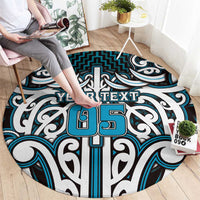 Custom Aotearoa Ngati Porou Round Carpet Maori Tribal Pattern Mix Poutama