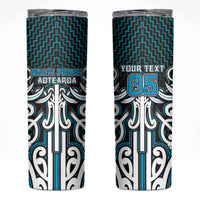 Custom Aotearoa Ngati Porou Skinny Tumbler Maori Tribal Pattern Mix Poutama LT05 Blue - Polynesian Pride