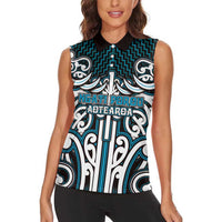 Custom Aotearoa Ngati Porou Women Sleeveless Polo Shirt Maori Tribal Pattern Mix Poutama LT05 - Polynesian Pride