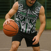 Custom Aotearoa Ngai Tahu Sleeveless Hoodie Maori Tribal Pattern Mix Poutama