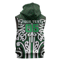 Custom Aotearoa Ngai Tahu Sleeveless Zip Hoodie Maori Tribal Pattern Mix Poutama