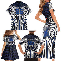 Custom Aotearoa Ngati Tuwharetoa Family Matching Short Sleeve Bodycon Dress and Hawaiian Shirt Maori Tribal Pattern Mix Poutama LT05 - Polynesian Pride