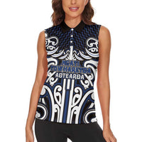 Custom Aotearoa Ngati Tuwharetoa Women Sleeveless Polo Shirt Maori Tribal Pattern Mix Poutama LT05 - Polynesian Pride