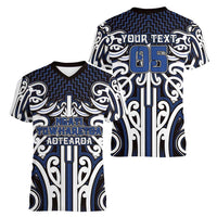 Custom Aotearoa Ngati Tuwharetoa Women V-Neck T-Shirt Maori Tribal Pattern Mix Poutama LT05 - Polynesian Pride