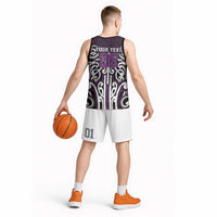 Custom Aotearoa Rangitane Basketball Jersey Maori Tribal Pattern Mix Poutama