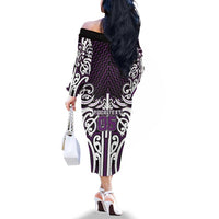 Custom Aotearoa Rangitane Family Matching Off The Shoulder Long Sleeve Dress and Hawaiian Shirt Maori Tribal Pattern Mix Poutama LT05 - Polynesian Pride