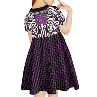 Custom Aotearoa Rangitane Kid Short Sleeve Dress Maori Tribal Pattern Mix Poutama