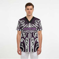 Custom Aotearoa Rangitane Scrub Top Maori Tribal Pattern Mix Poutama