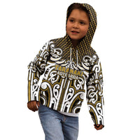 Custom Aotearoa Taranaki Kid Hoodie Maori Tribal Pattern Mix Poutama