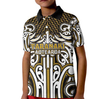 Custom Aotearoa Taranaki Kid Polo Shirt Maori Tribal Pattern Mix Poutama