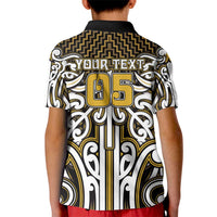 Custom Aotearoa Taranaki Kid Polo Shirt Maori Tribal Pattern Mix Poutama
