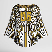 Custom Aotearoa Taranaki Kimono Sleeve Blouse Maori Tribal Pattern Mix Poutama