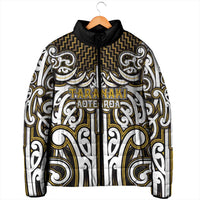 Custom Aotearoa Taranaki Padded Jacket Maori Tribal Pattern Mix Poutama