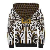 Custom Aotearoa Taranaki Sherpa Hoodie Maori Tribal Pattern Mix Poutama