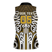 Custom Aotearoa Taranaki Women Sleeveless Polo Shirt Maori Tribal Pattern Mix Poutama