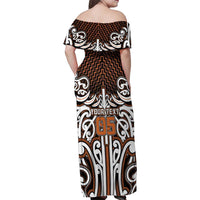 Custom Aotearoa Waikato Family Matching Off Shoulder Maxi Dress and Hawaiian Shirt Maori Tribal Pattern Mix Poutama LT05 - Polynesian Pride