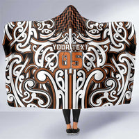 Custom Aotearoa Waikato Hooded Blanket Maori Tribal Pattern Mix Poutama