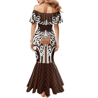 Custom Aotearoa Waikato Mermaid Dress Maori Tribal Pattern Mix Poutama