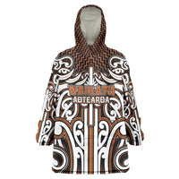 Custom Aotearoa Waikato Wearable Blanket Hoodie Maori Tribal Pattern Mix Poutama
