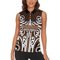 Custom Aotearoa Waikato Women Sleeveless Polo Shirt Maori Tribal Pattern Mix Poutama LT05 - Polynesian Pride
