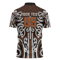 Custom Aotearoa Waikato Zipper Polo Shirt Maori Tribal Pattern Mix Poutama