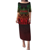 Custom Aotearoa Tuhoe Family Matching Puletasi and Hawaiian Shirt Maori Tribal Pattern Mix Poutama LT05 Mom's Dress Black - Polynesian Pride