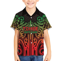 Custom Aotearoa Tuhoe Family Matching Puletasi and Hawaiian Shirt Maori Tribal Pattern Mix Poutama LT05 Son's Shirt Black - Polynesian Pride