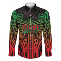 Custom Aotearoa Tuhoe Family Matching Summer Maxi Dress and Hawaiian Shirt Maori Tribal Pattern Mix Poutama LT05 Dad's Shirt - Long Sleeve Black - Polynesian Pride